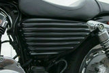 Gerippt Bobber Öl Tank Batterie Seite Bezüge 14 + Harley Sportster Modelle