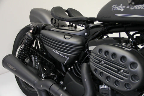 Maßgefertigt Bobber Öl Tank Batterie Seite Bezüge 14 + Harley Sportster Modelle