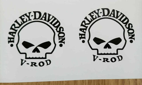 Pair Harley Davidson HD V-ROD Vrod V Rod Night Rod Skull Decals Stickers 4"